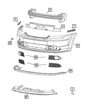 Bare front bumper Dodge Journey 11- SE