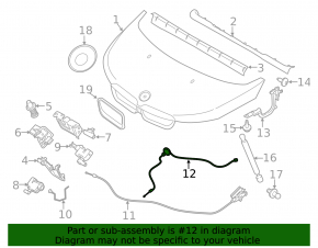 Hood release cable BMW i3 14-20 interior