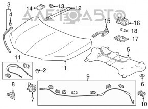 Interior hood release handle Acura MDX 14-20
