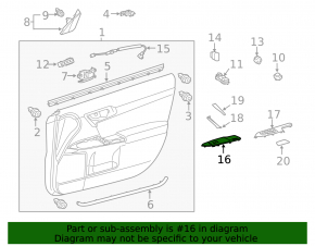 Front Right Window Regulator Trim Lexus CT200h 11-17