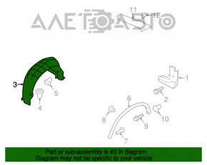 Rear left fender liner Nissan Rogue 14-20 worn