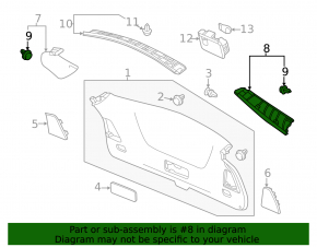 Left tailgate trim Acura MDX 14-20 gray, scratch, plastic turned white