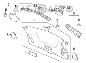 Left tailgate trim Acura MDX 14-20 gray, scratch, plastic turned white