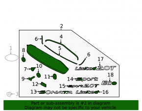 Hyundai Sonata 15-17 trunk lid trim