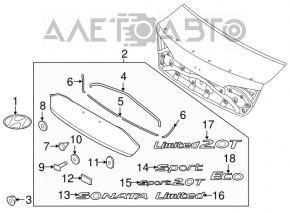 Hyundai Sonata 15-17 trunk lid trim