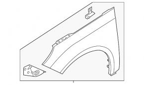 Front left wing Ford Focus mk3 11-18 usa graphite J7, butt