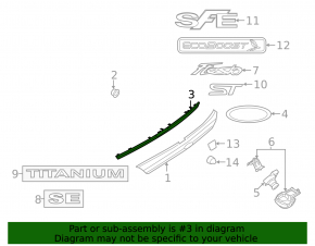 Ford Fiesta 14-19 5d trunk door molding for camera