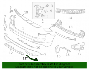 Left rear bumper molding for Volvo XC60 22-25, gloss black, R-Design