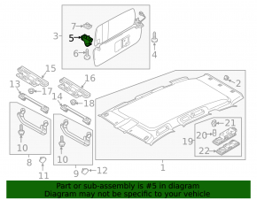 Hook for fastening passenger visor VW Touareg 11-14 gray