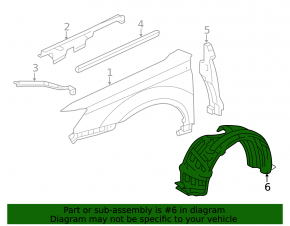 Front left fender liner for Toyota Avalon 2010