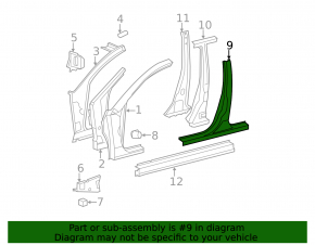 Left center pillar for Toyota Avalon 2012