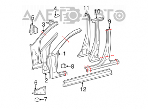 Left center pillar for Toyota Avalon 2012