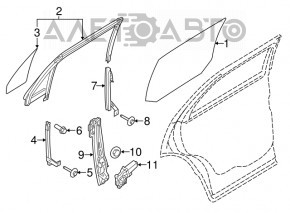 Glass guide door rear left front Ford Explorer 11-19