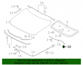 Bracket latch stick support hood Mazda 6 13-21