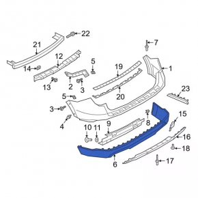 Rear bumper lower part Ford Explorer 20-24 for parking sensors without towbar, XLT