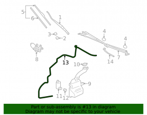 Mitsubishi Galant 04-12 Windscreen Washer Tube