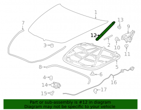 Left hood shock absorber for Cadillac CTS 14-19