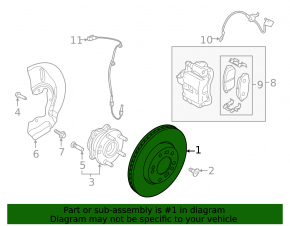 Front right brake disc Hyundai Veloster 12-17