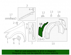Front left fender liner Toyota Camry v50 12-14 usa LE XLE