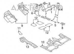 Carpet interior rear right Jeep Grand Cherokee WK2 11-16 cloth black