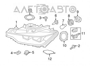 Front right headlight complete BMW 3 F30 16-18 halogen
