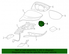 BMW 5 F10 14-16 left side mirror motor without memory
