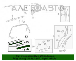 Door trim lower outer rear right Lexus RX450 10-15