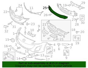 Front Bumper Absorber Mazda3 MPS 09-13