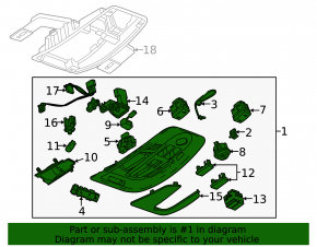 Front light Chevrolet Equinox 10-17 without sunroof, for electric trunk door