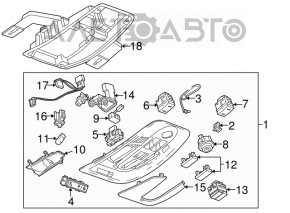 Front light Chevrolet Equinox 10-17 without sunroof, for electric trunk door