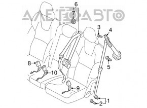 Seat belt 2 row right Volvo XC90 16-22 black