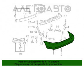 Rear bumper bare Toyota Corolla e15 06-07 silver dented, torn, fasteners torn