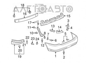 Rear bumper bare Toyota Corolla e15 06-07 silver dented, torn, fasteners torn