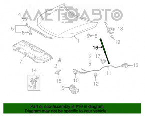 Hood shock absorber right Lexus RX350 RX450h 10-15 rusty