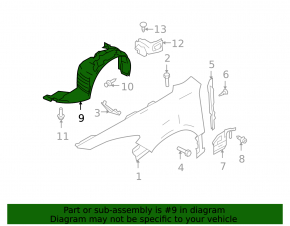 Front right fender liner Mazda6 09-13