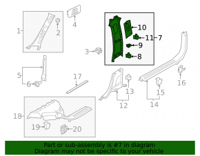 Center pillar trim upper belt right Volvo XC40 19-25 black