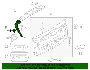 Left trunk door trim BMW X1 F48 16-22 black