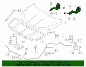 Hood hinge right Kia Niro 23-