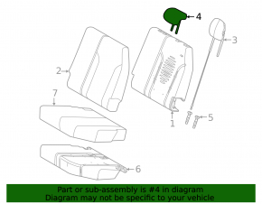 3rd row rear center headrest for Toyota Sienna 21-26, gray fabric, dry cleanable