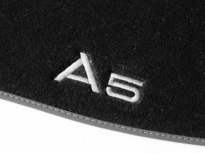 Set of 2 front floor mats for the Audi A5 F5 17-25 5D, black cloth with the A5 inscription