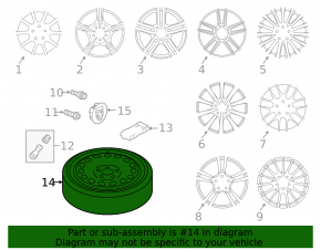 Spare tire space saver Porsche Panamera 10-16 R19 155/70
