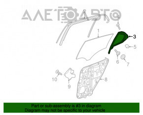 Door glass triangle with seal rear right Mercedes GLA 15-20 without tinting