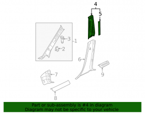 Right upper center pillar trim for Mazda3 MPS 09-13