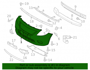 Front bumper bare Nissan Versa 15-18 usa rest under molding