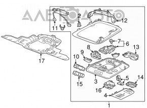 Front Ceiling Light Cadillac CTS 14-19 Gray, Without Sunroof