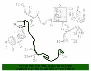 High pressure hose power steering VW Jetta 11-14 USA 2.5 type 2