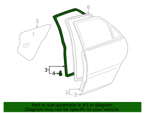 Rear left door seal for Lexus RX300 98-03