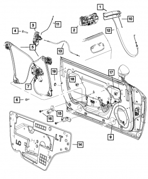 Window lift motor front left Dodge Challenger 09-