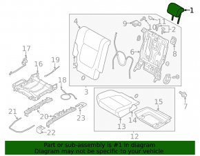 Mitsubishi Outlander 19-22 black leather rear right headrest, 2nd row