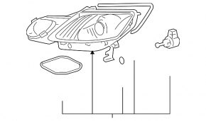 Headlight front right Lexus GS450h 08-11 xenon, under headlight washer